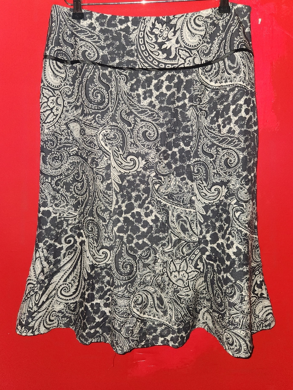 Pendleton Black and White Paisley A-Line Skirt